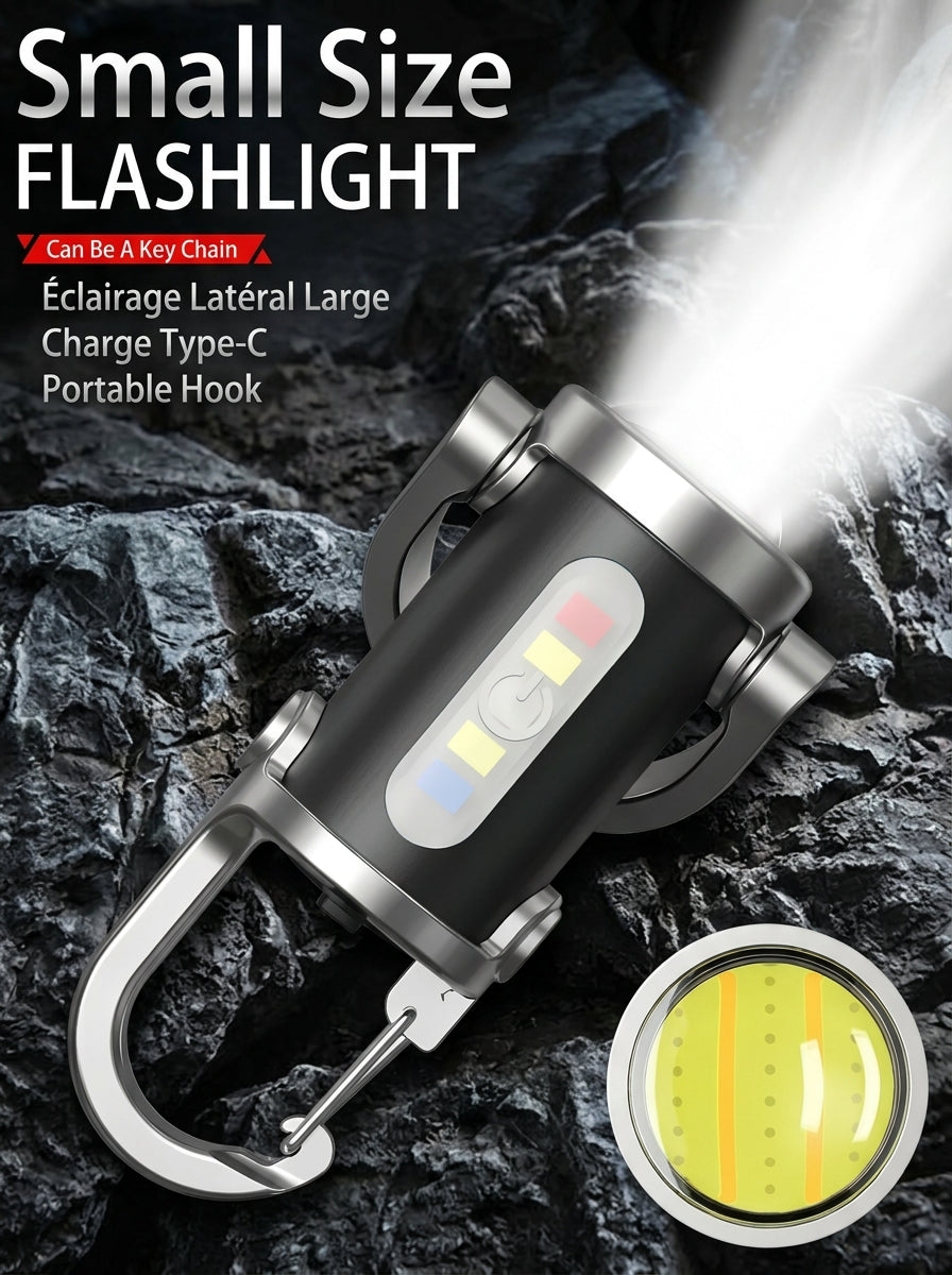 Mini lampe torche compacte, format porte-cles, eclairage lateral large