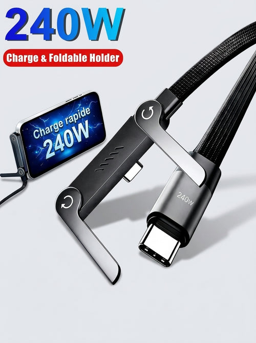 Cable de charge rapide 240W avec support pliable