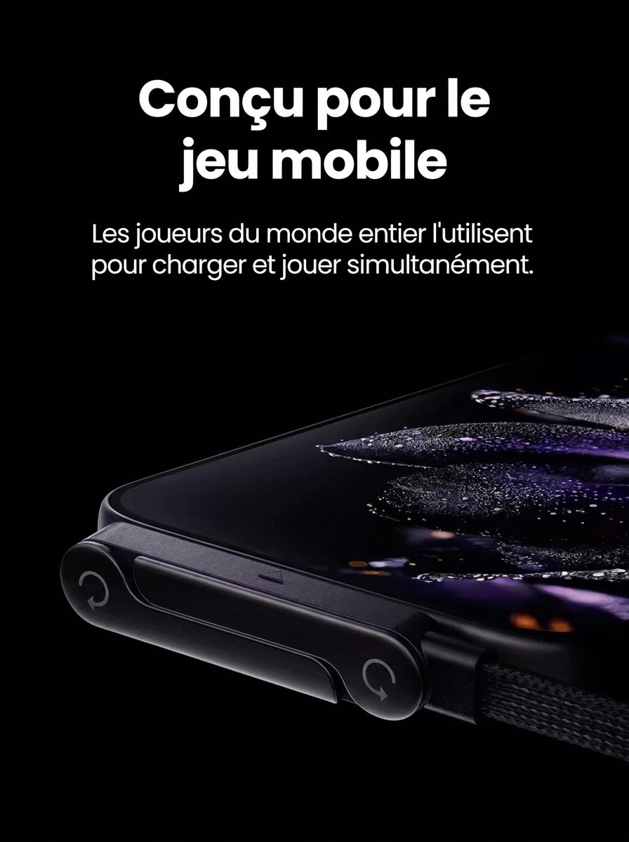 Cable de charge utilise pendant une session de jeu mobile