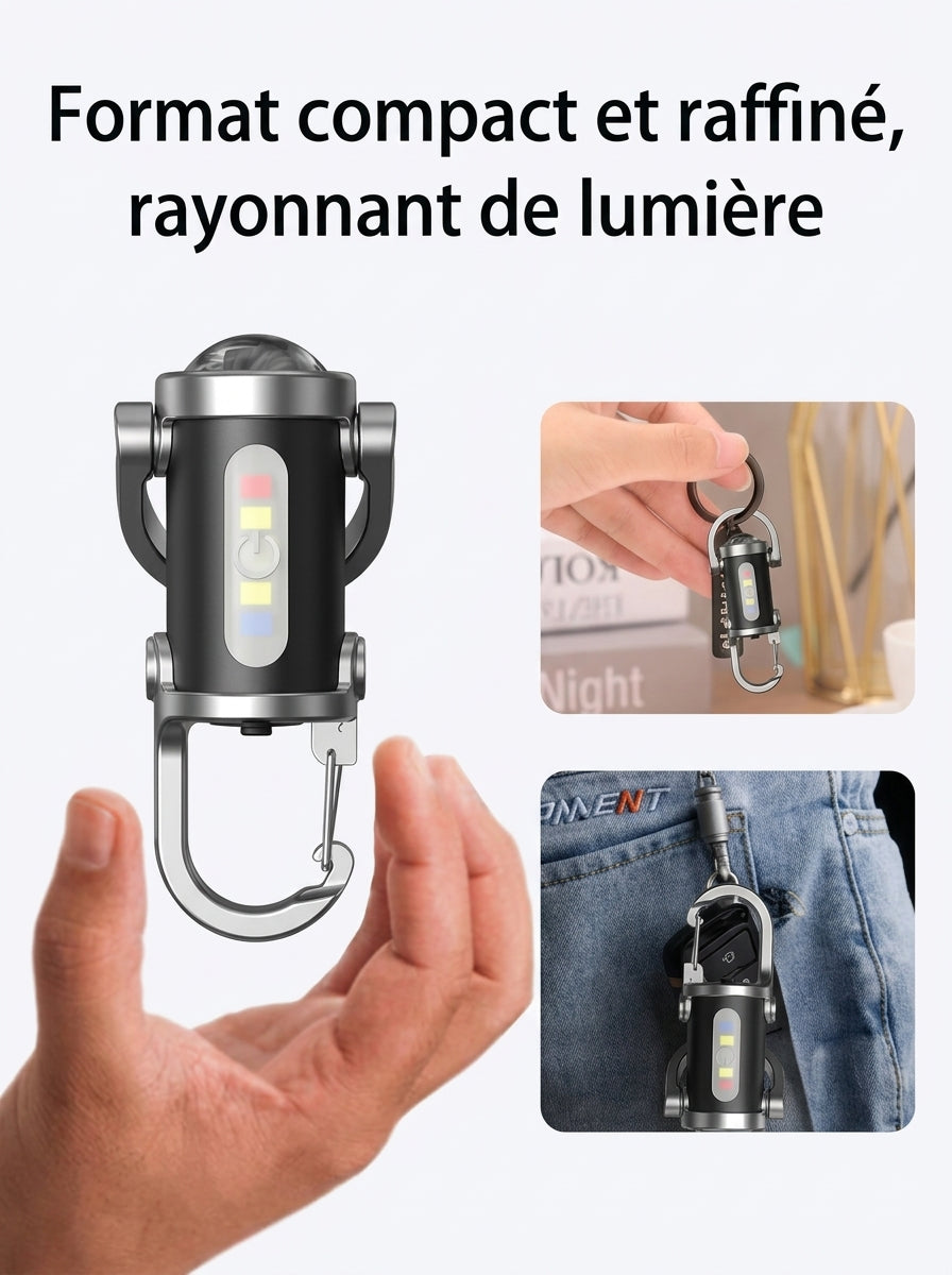 Mini lampe torche fixee a un trousseau de cles