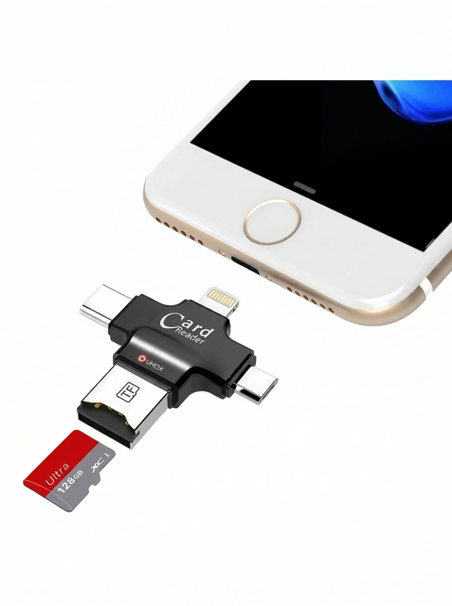 Lecteur de carte branche sur un iPhone avec carte microSD